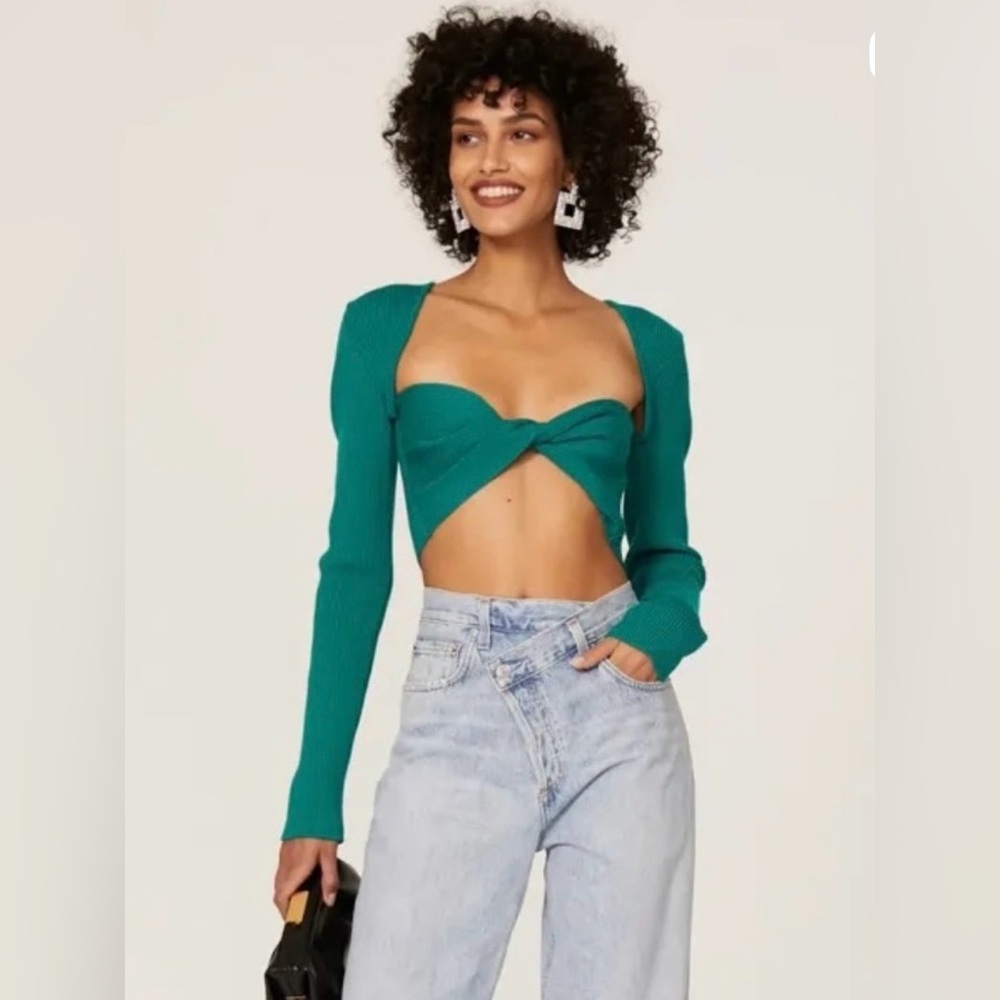 Gauge81 Lifa Ribbed Twist Crop Top 💚 Emerald Green — Size M